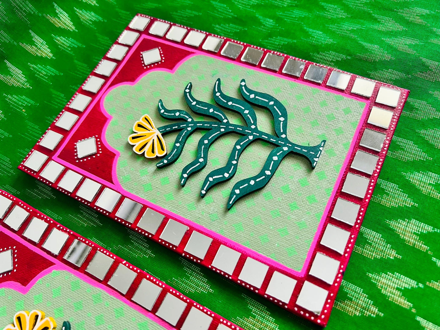 Pink Green Jharokha flower