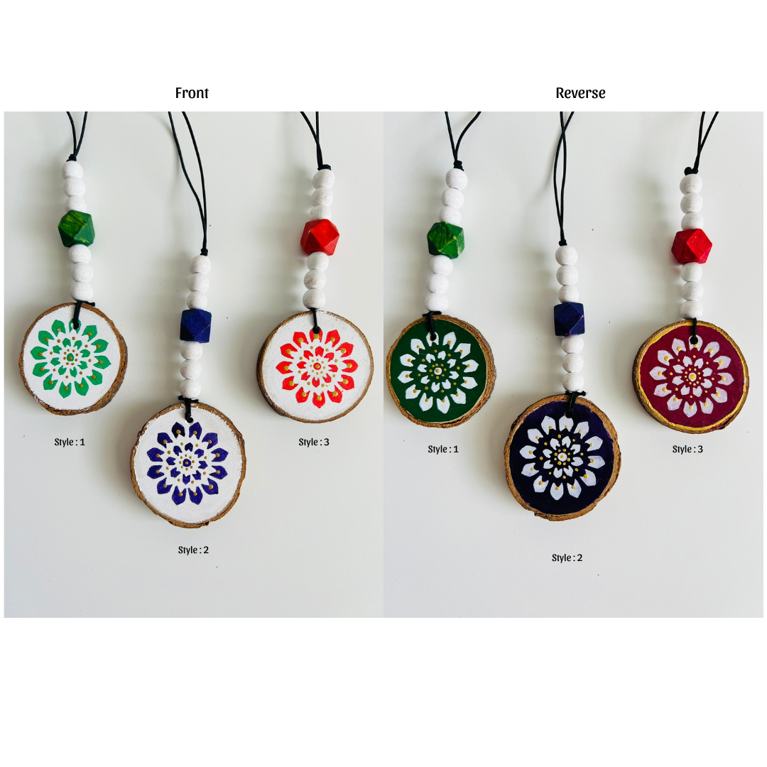 Handmade Painted Wooden Disc Charms - Double-Sided, Versatile Decor