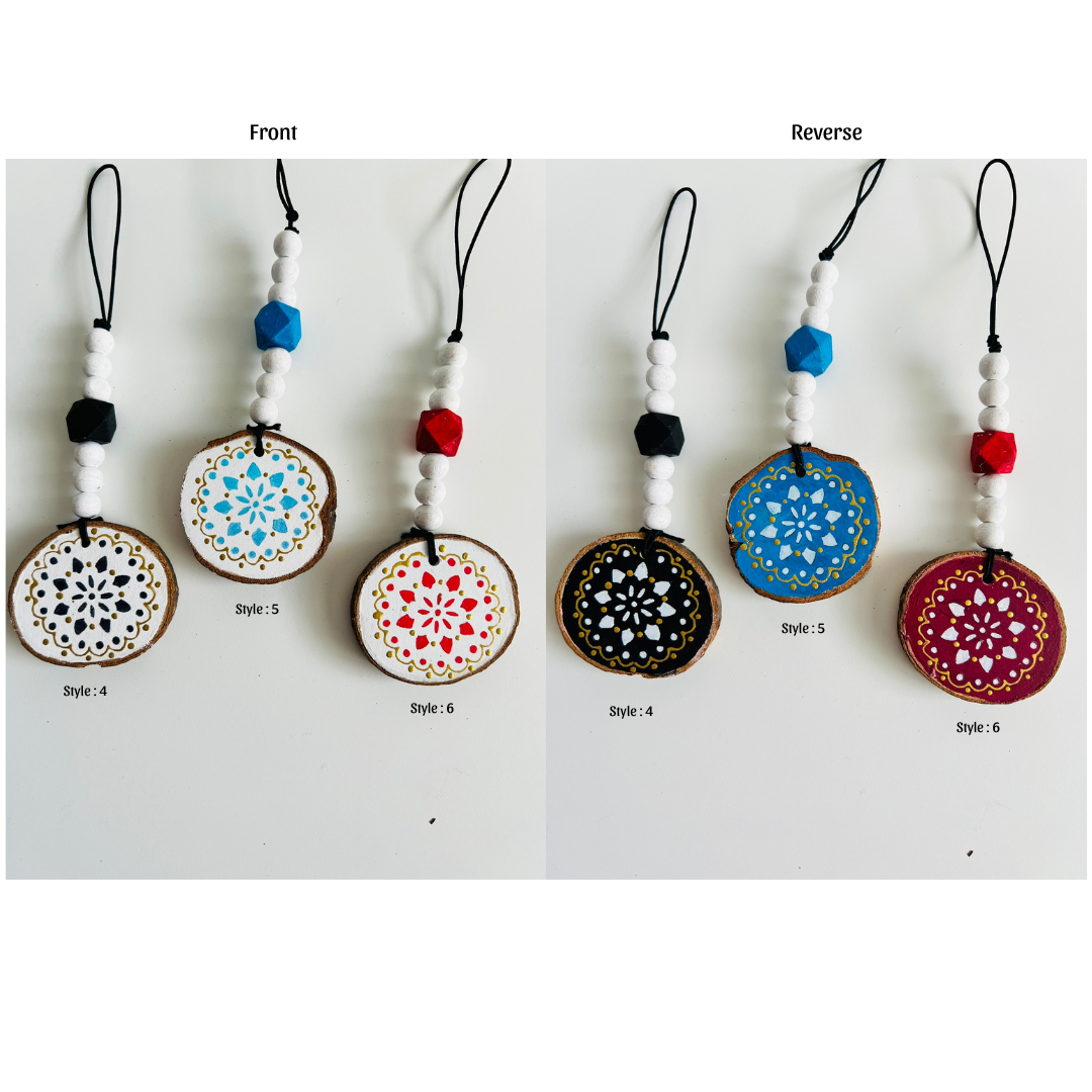 Handmade Painted Wooden Disc Charms - Double-Sided, Versatile Decor