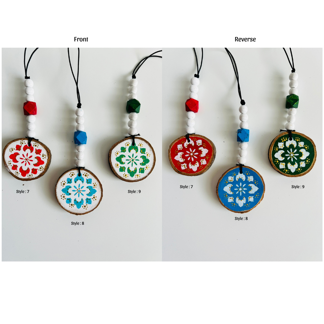 Handmade Painted Wooden Disc Charms - Double-Sided, Versatile Decor