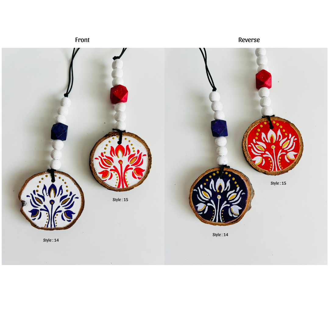 Handmade Painted Wooden Disc Charms - Double-Sided, Versatile Decor