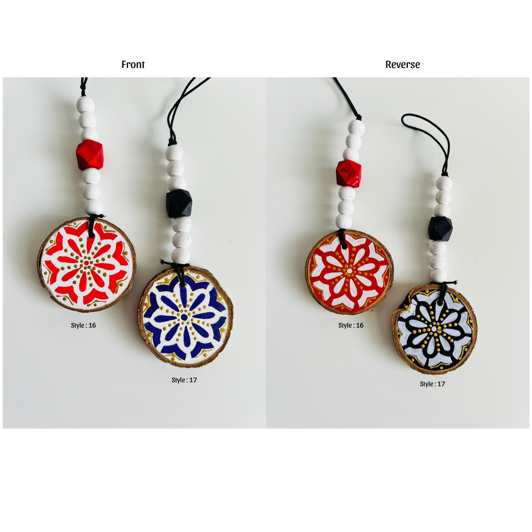 Handmade Painted Wooden Disc Charms - Double-Sided, Versatile Decor