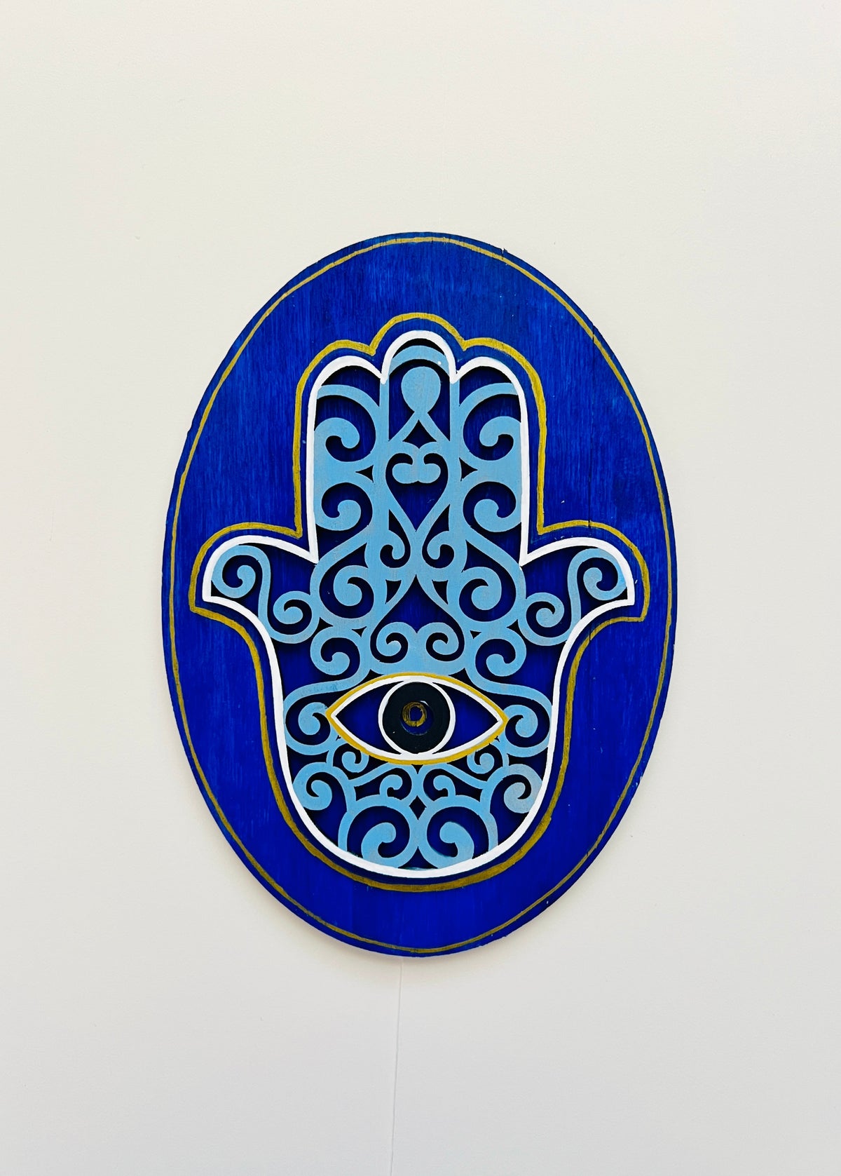 Blue Hamsa Round