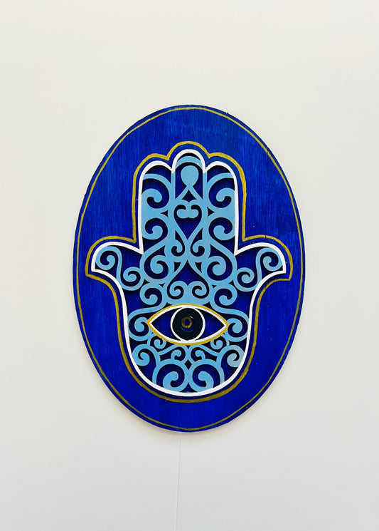 Blue Hamsa Round
