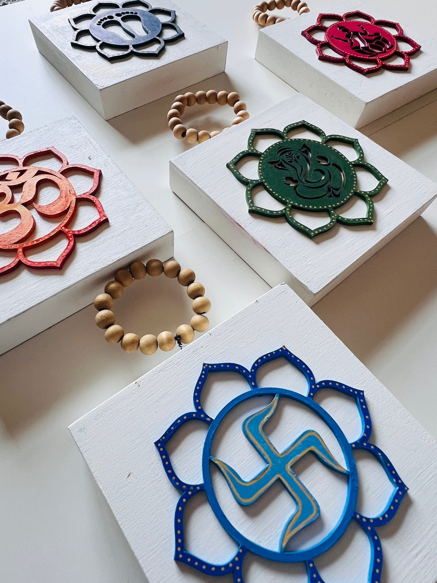 Decorative blocks hindu symbols