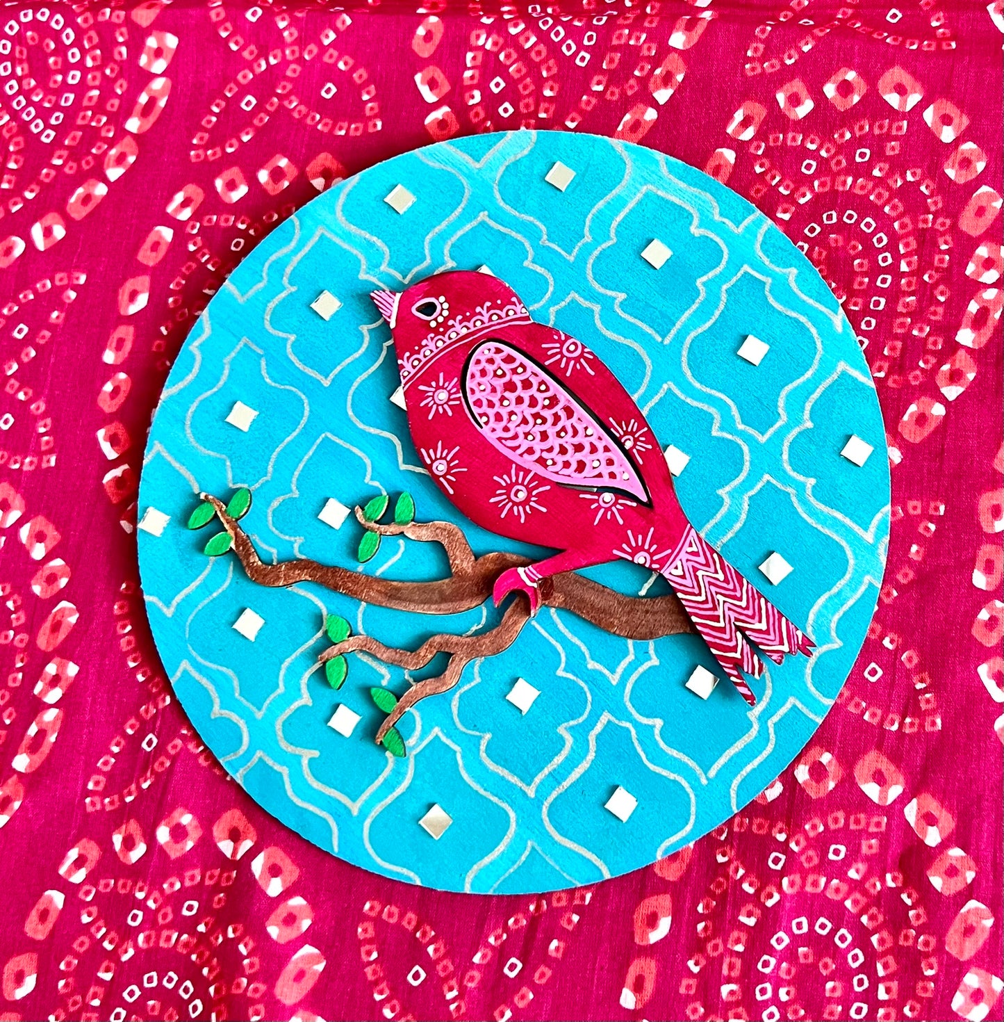 Munia birds of a feather ; Handmade circular wall plaques