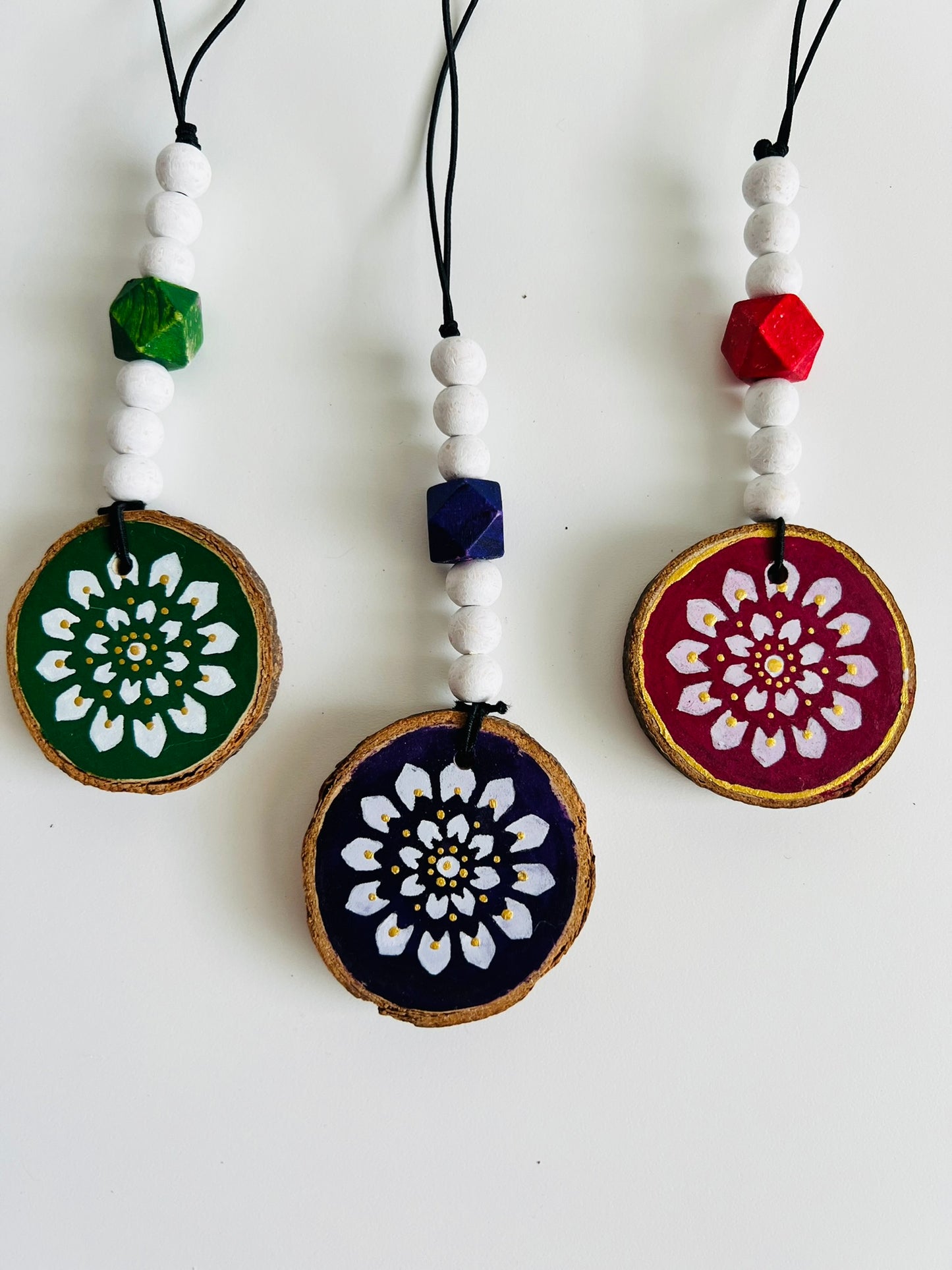 Handmade Painted Wooden Disc Charms - Double-Sided, Versatile Decor