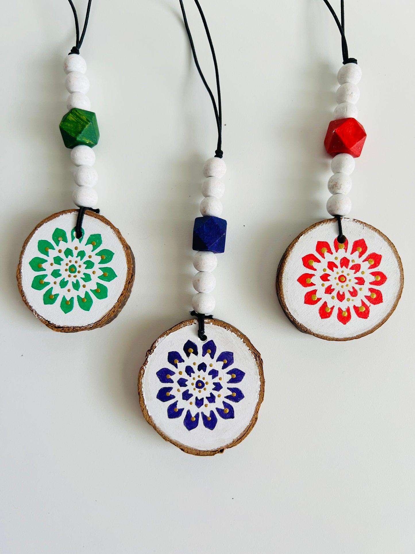 Handmade Painted Wooden Disc Charms - Double-Sided, Versatile Decor