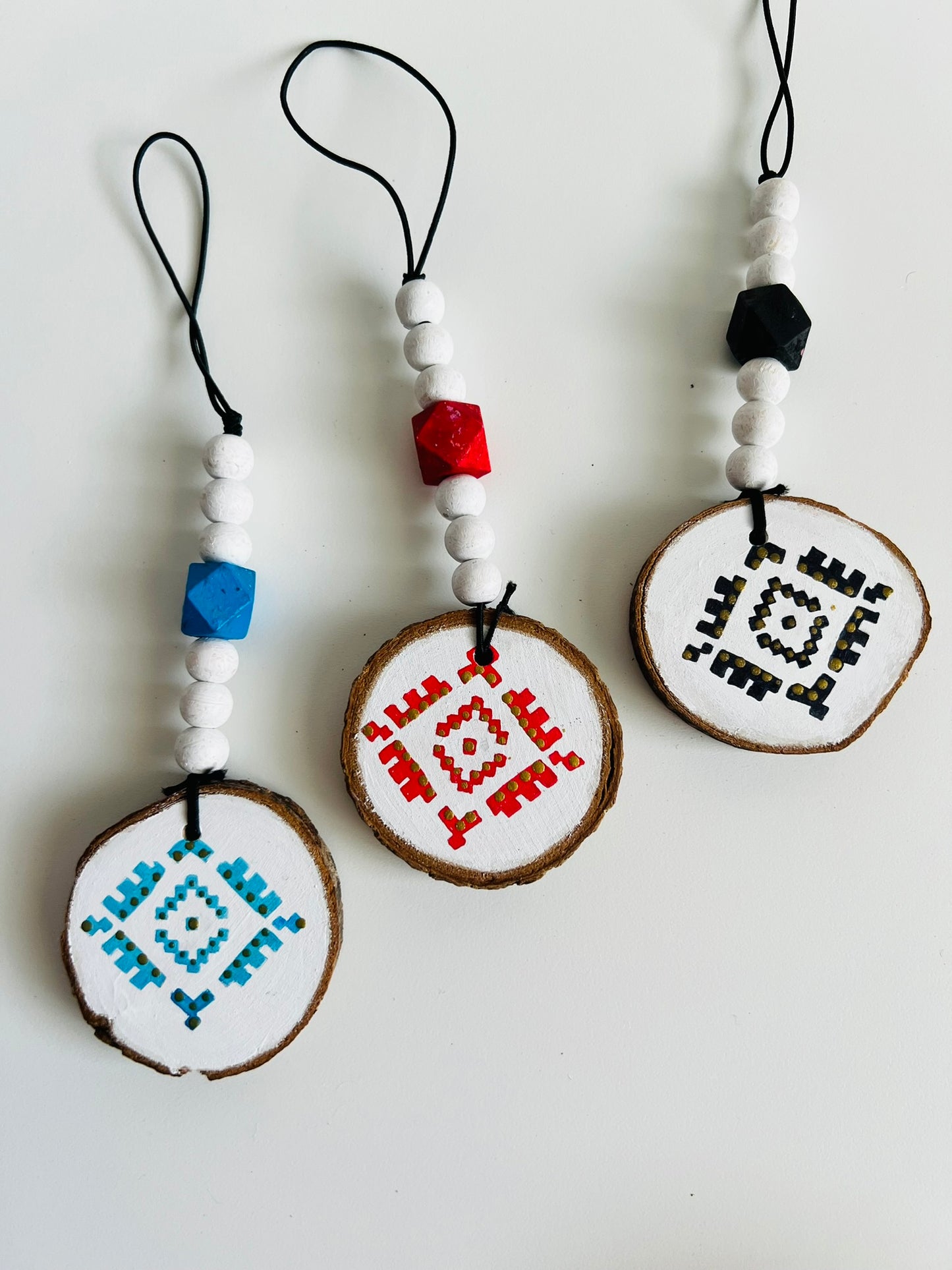 Handmade Painted Wooden Disc Charms - Double-Sided, Versatile Decor