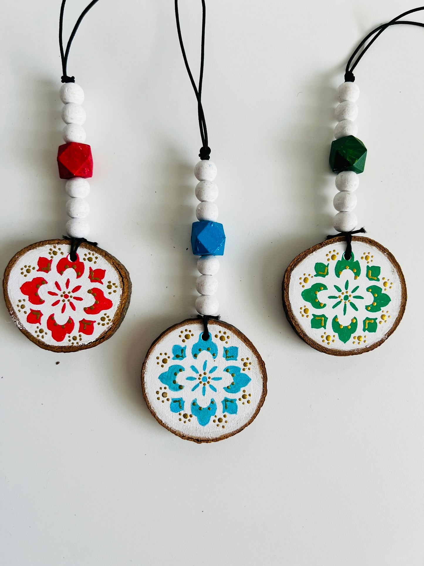 Handmade Painted Wooden Disc Charms - Double-Sided, Versatile Decor