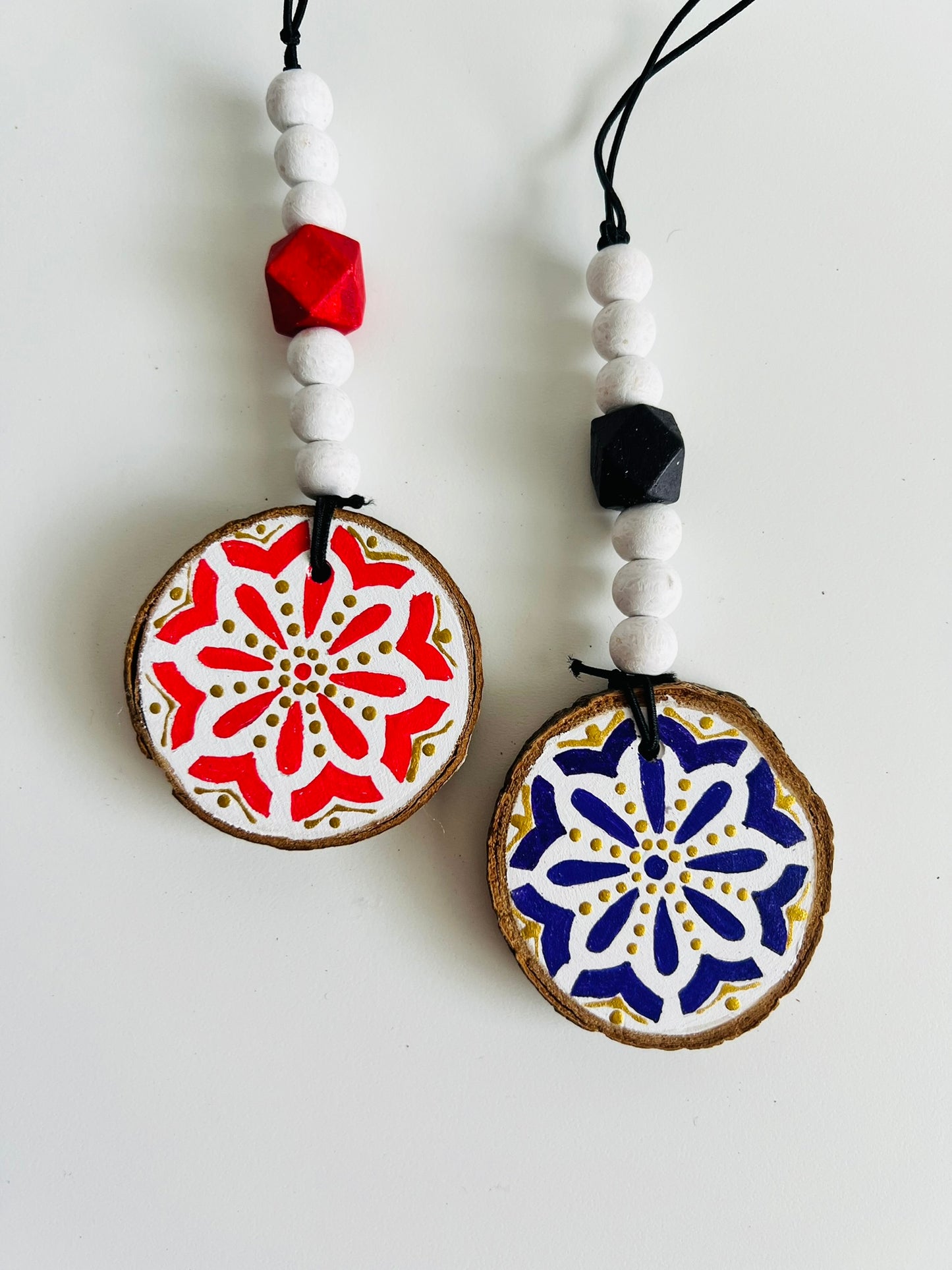 Handmade Painted Wooden Disc Charms - Double-Sided, Versatile Decor