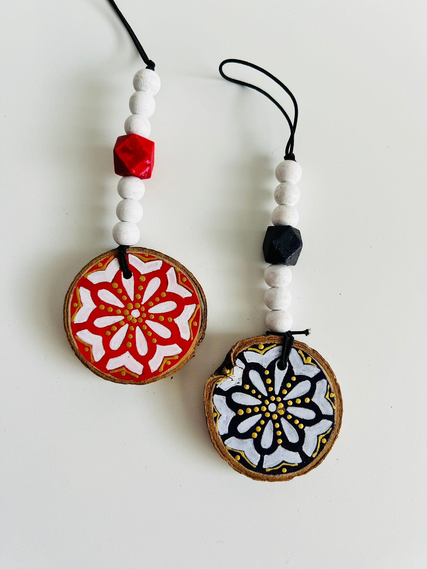 Handmade Painted Wooden Disc Charms - Double-Sided, Versatile Decor