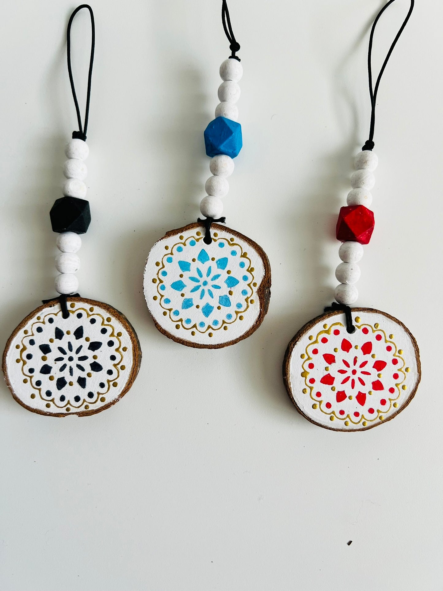 Handmade Painted Wooden Disc Charms - Double-Sided, Versatile Decor