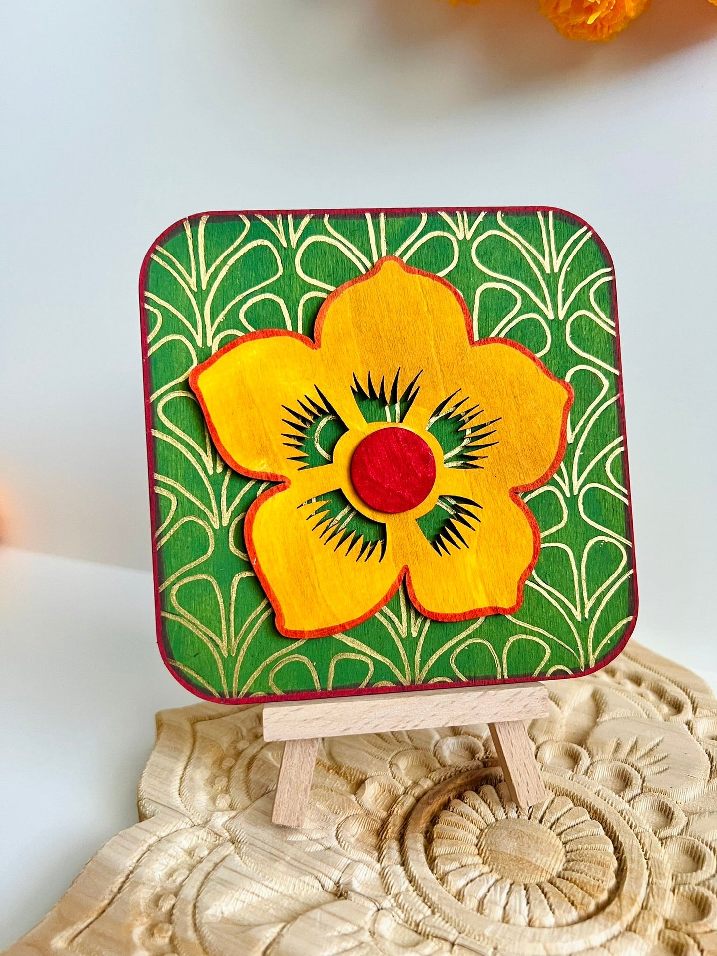 Orange Green Flower plate