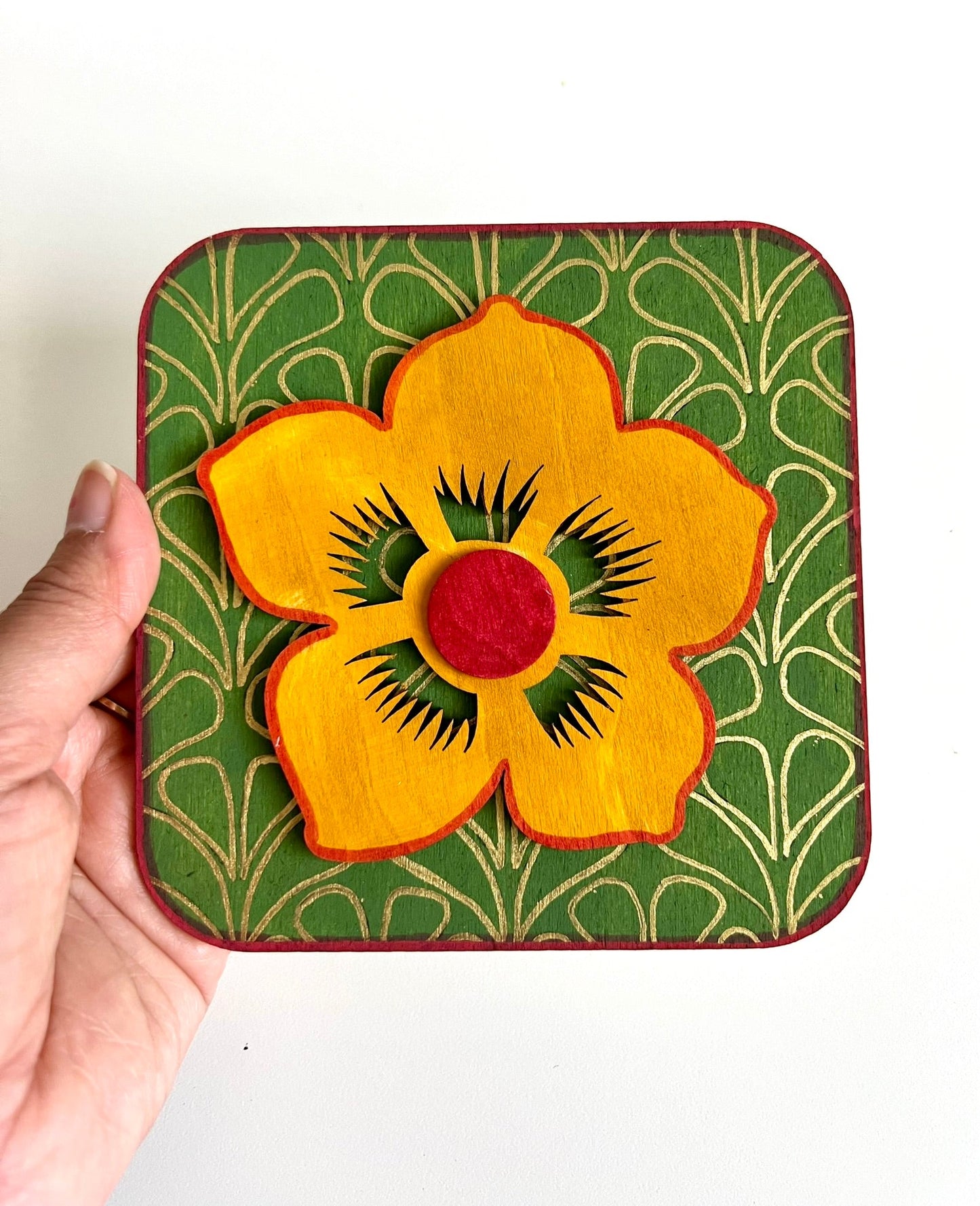 Orange Green Flower plate