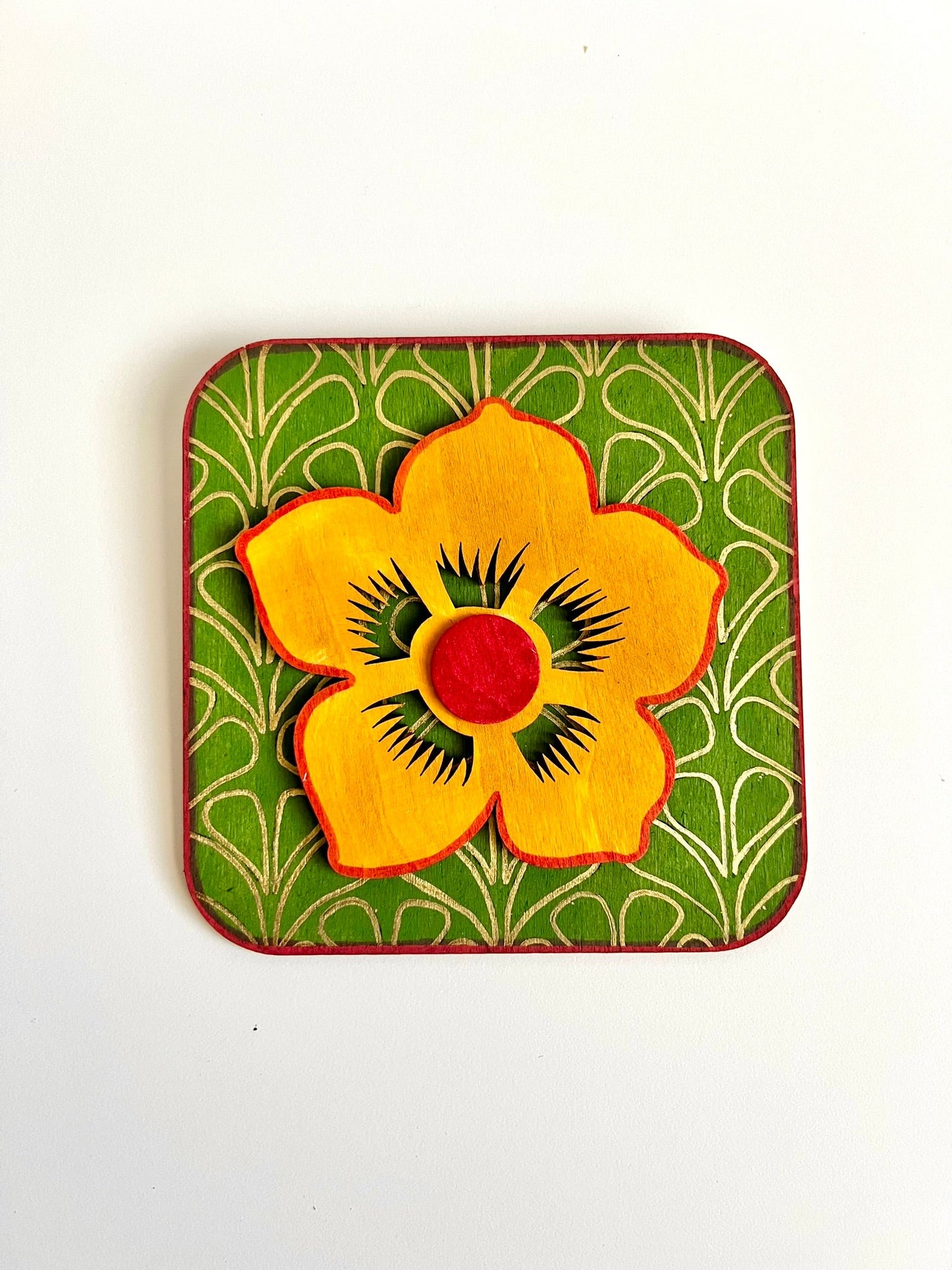 Orange Green Flower plate
