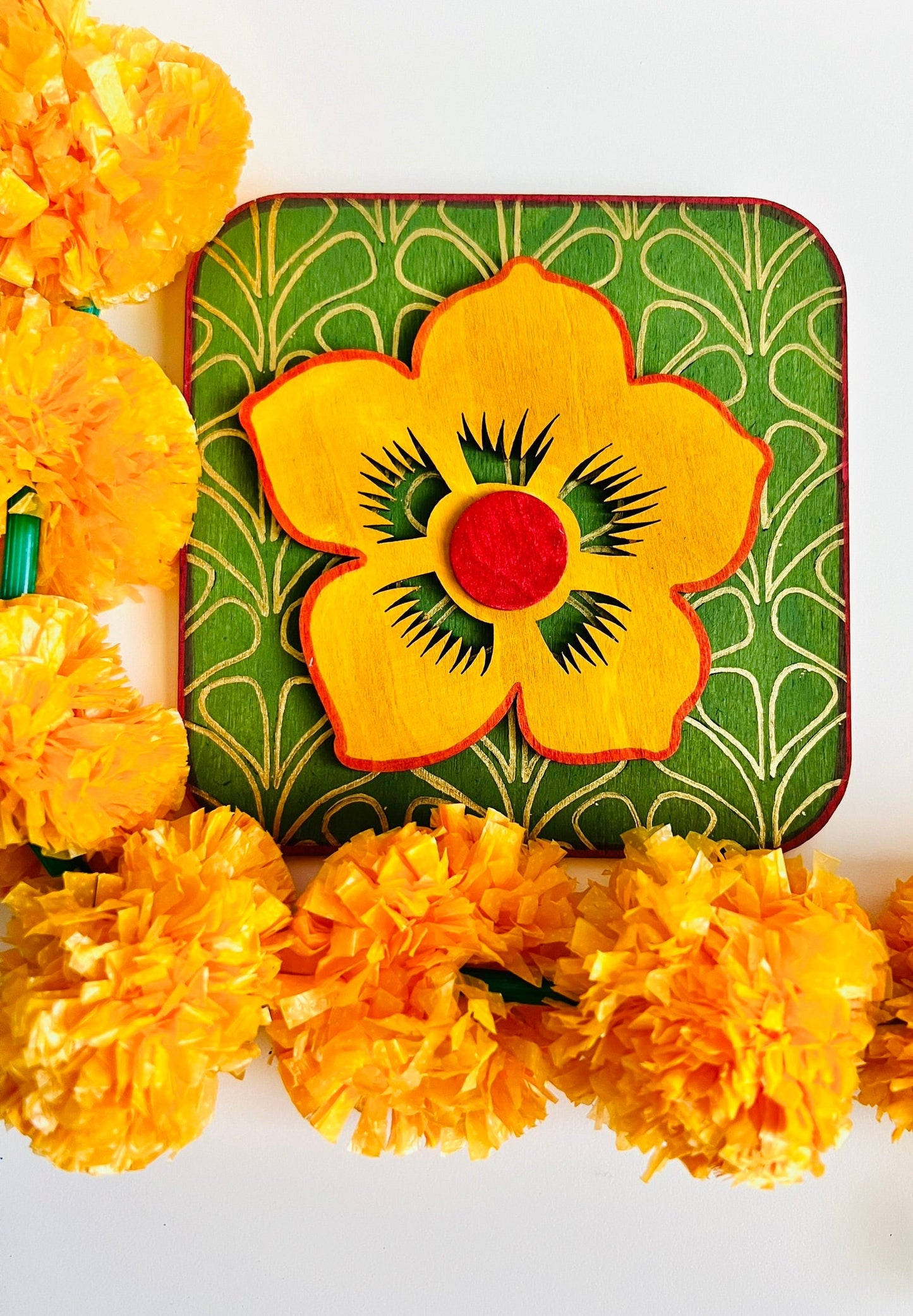 Orange Green Flower plate