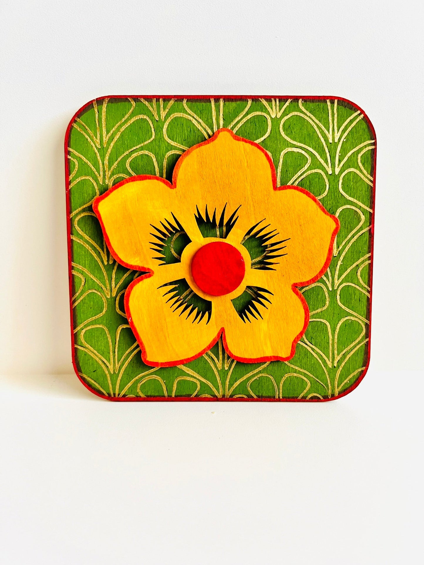 Orange Green Flower plate