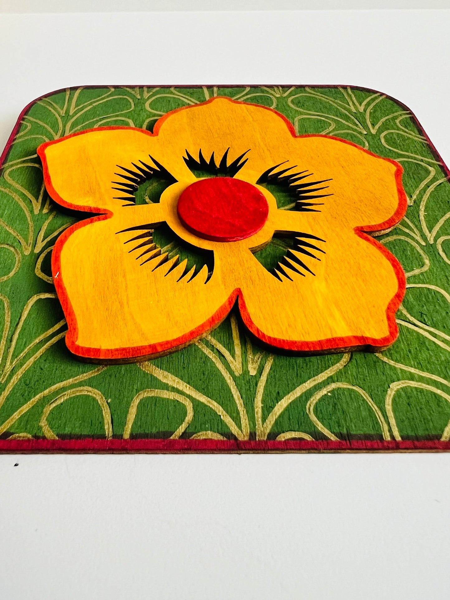 Orange Green Flower plate