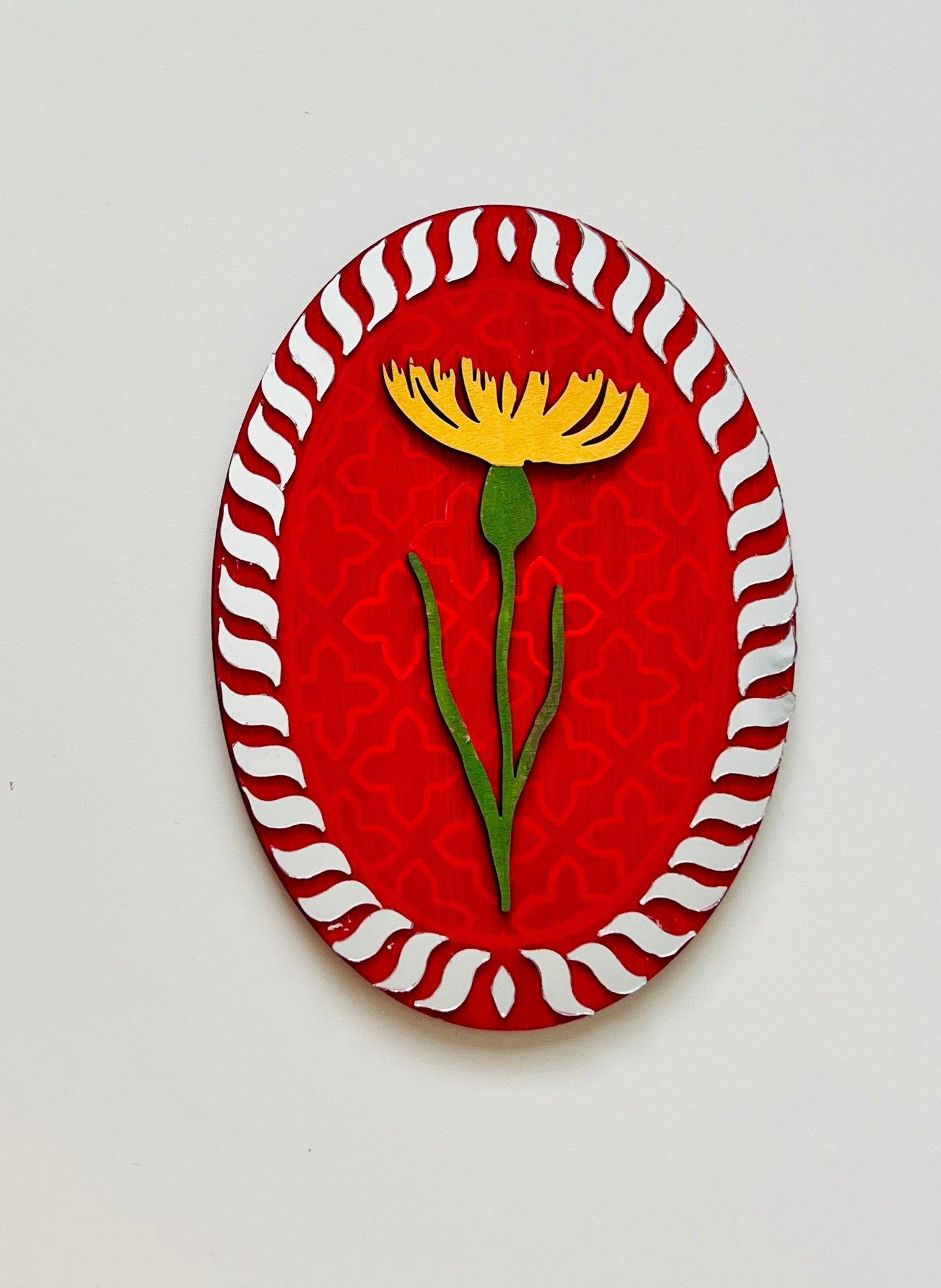 Oval Red Flower mirror