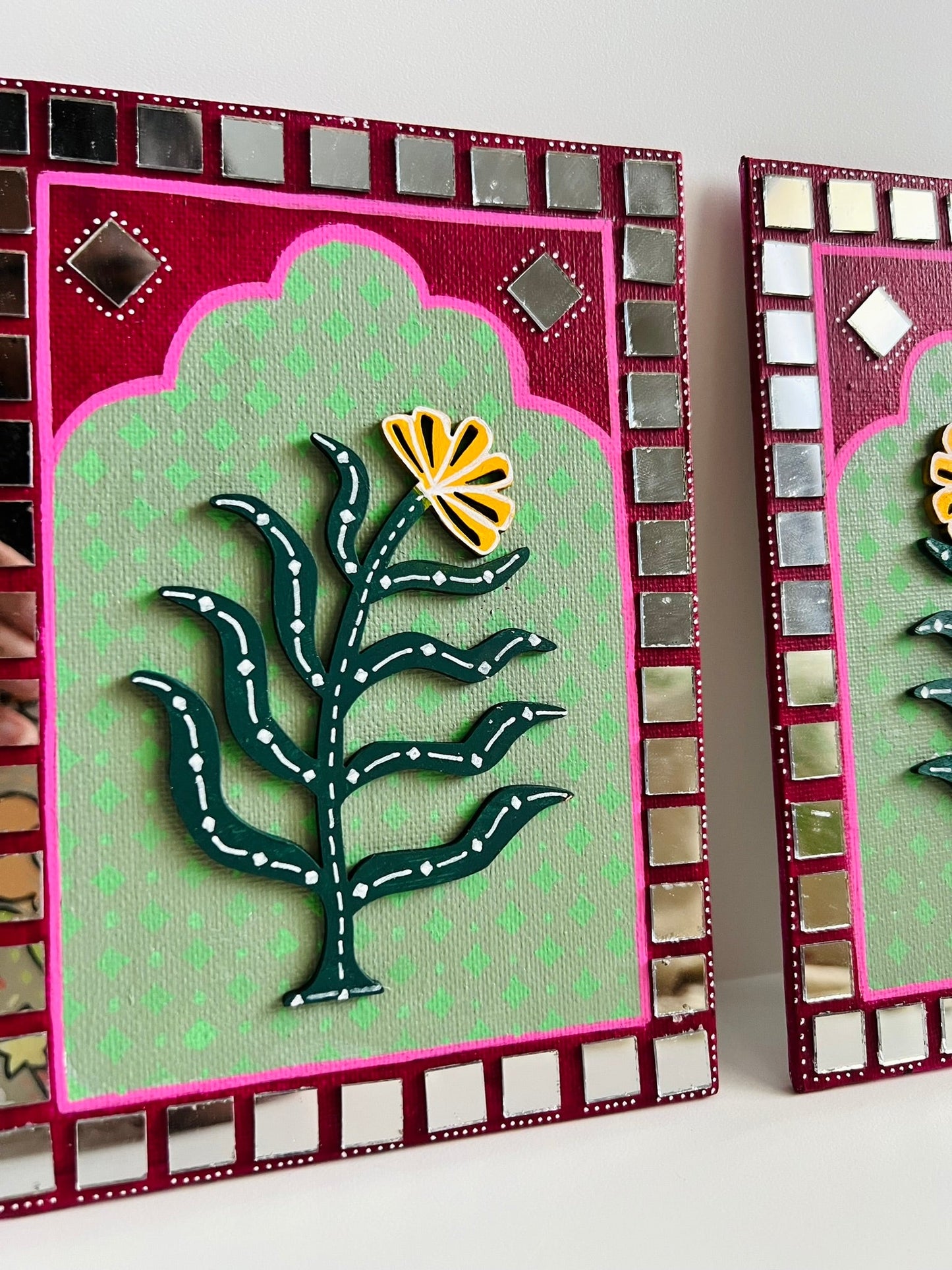 Pink Green Jharokha flower