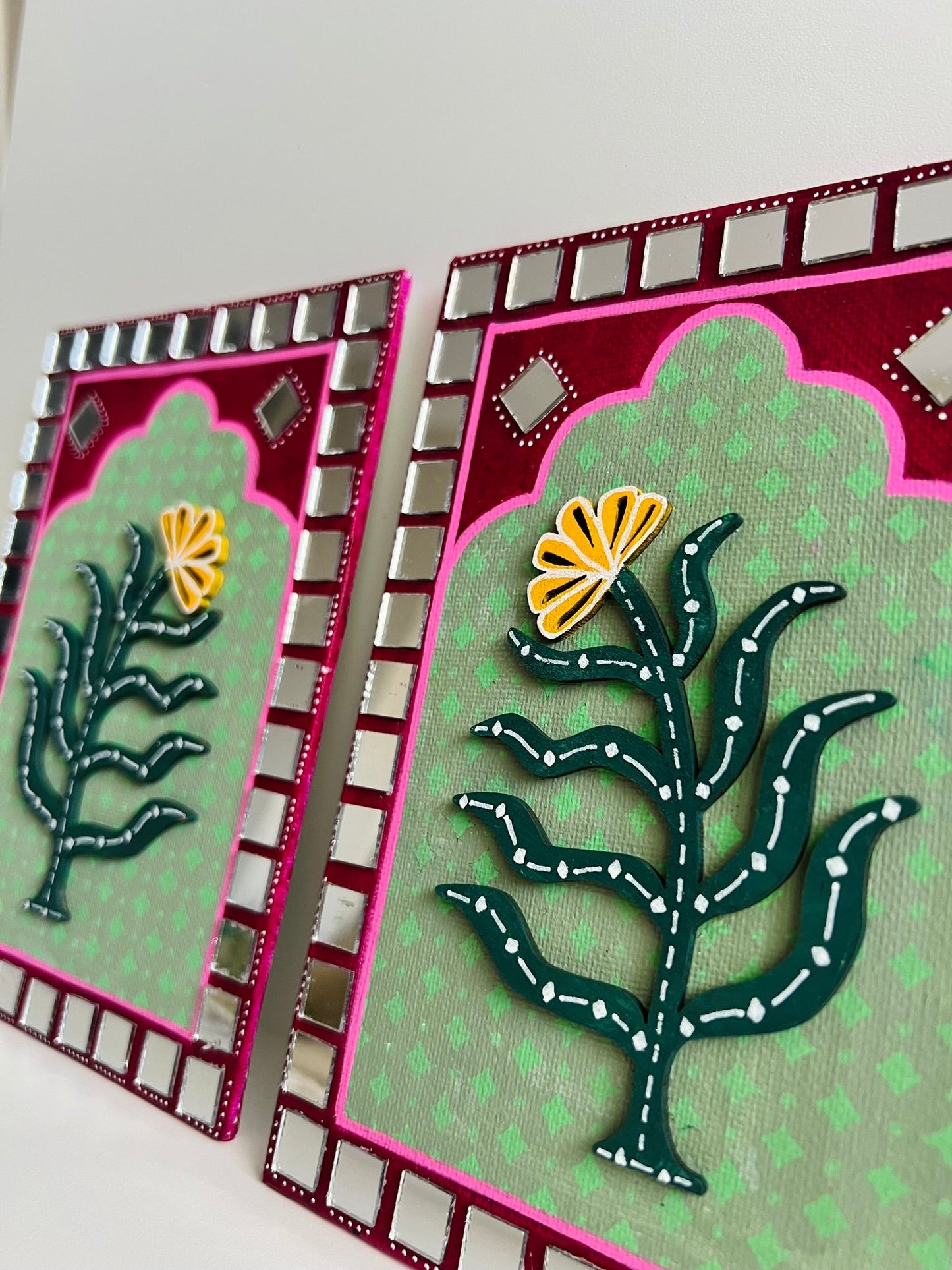 Pink Green Jharokha flower
