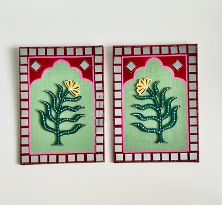Pink Green Jharokha flower
