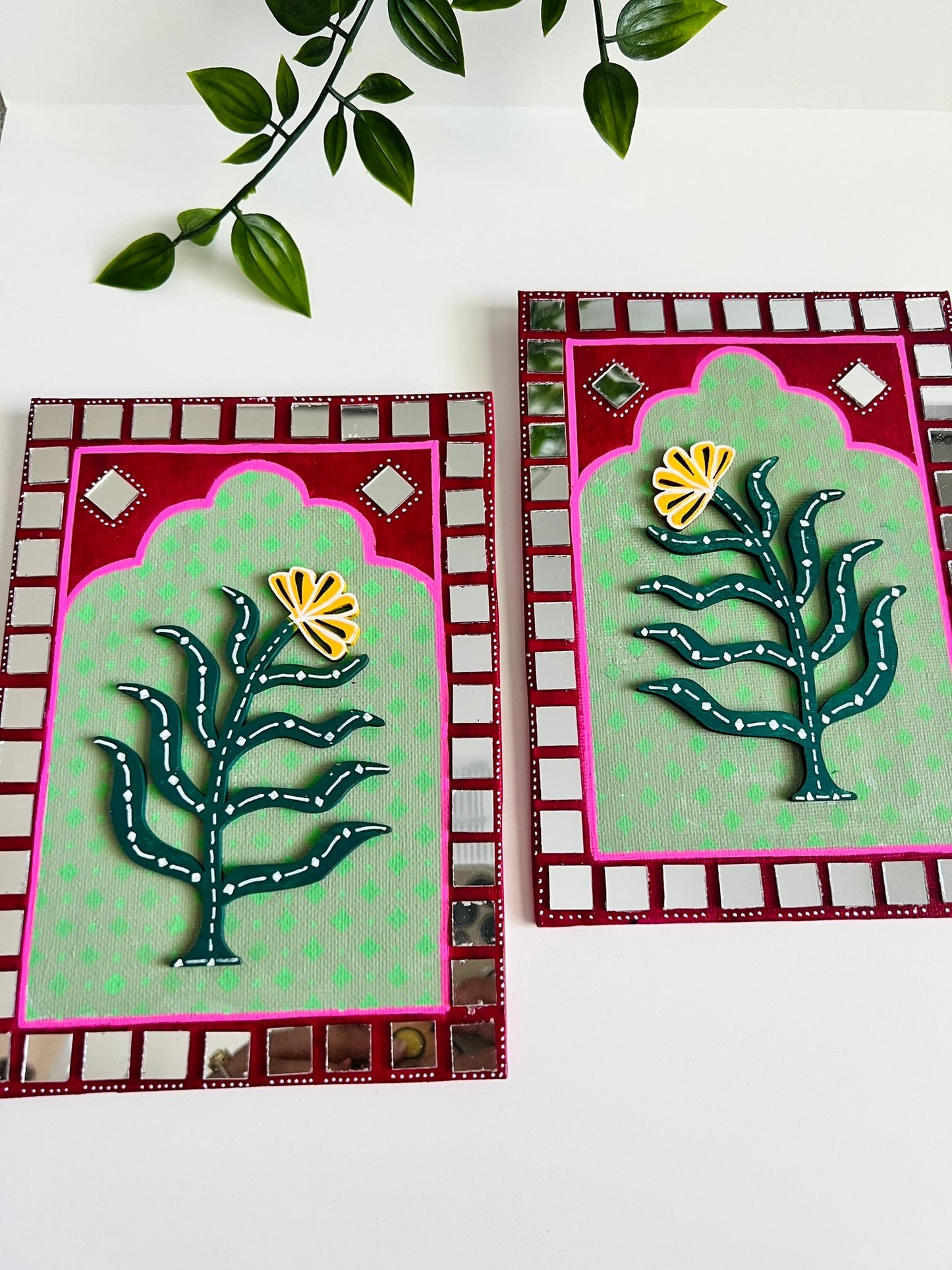 Pink Green Jharokha flower