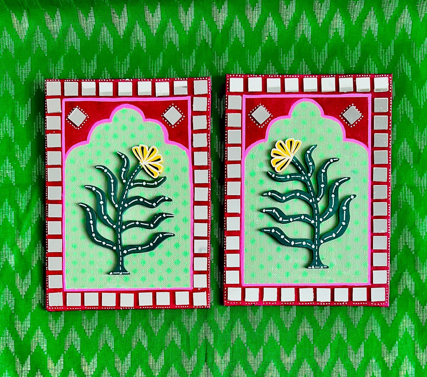 Pink Green Jharokha flower