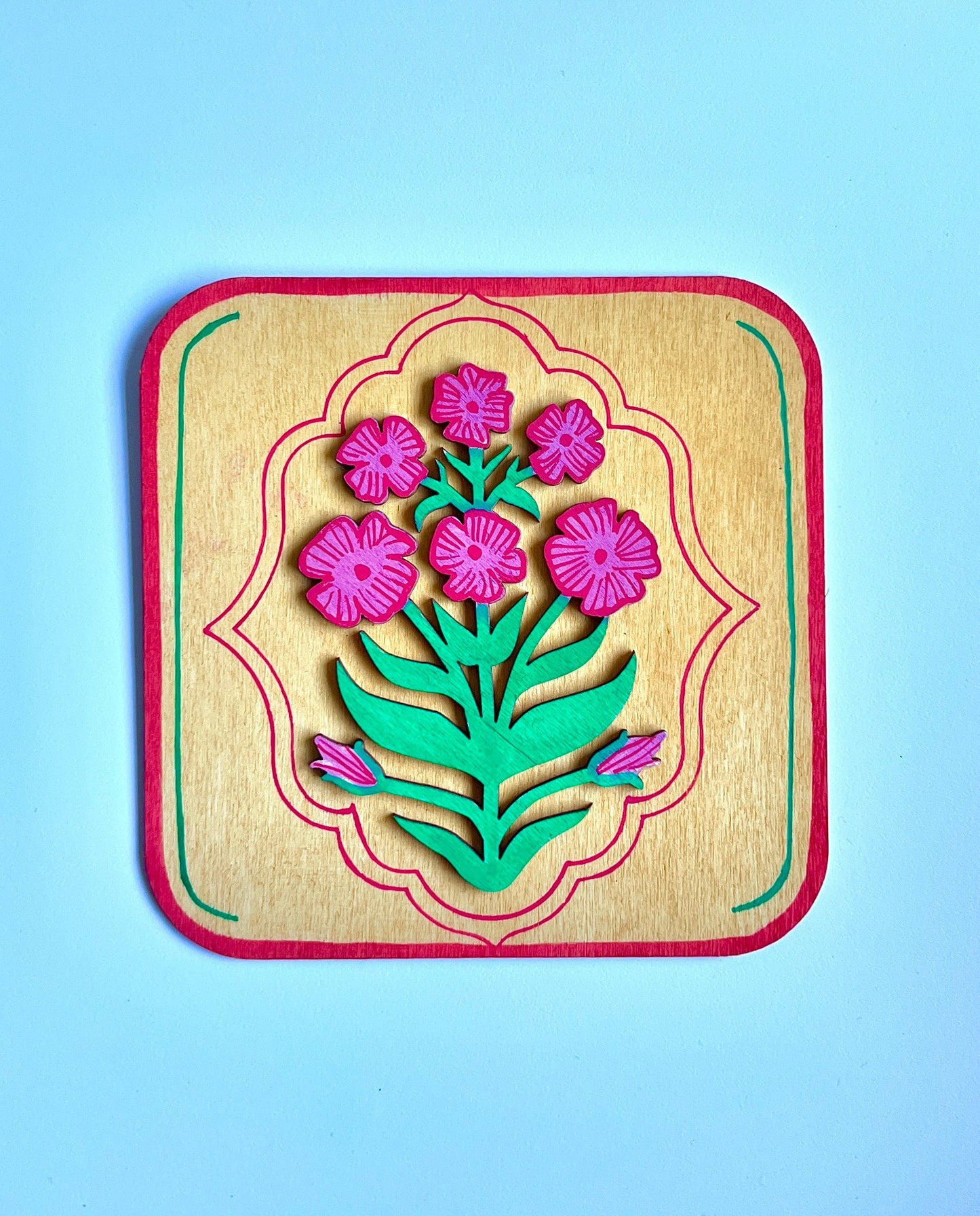 Pink Yellow flower plate