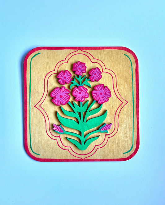 Pink Yellow flower plate