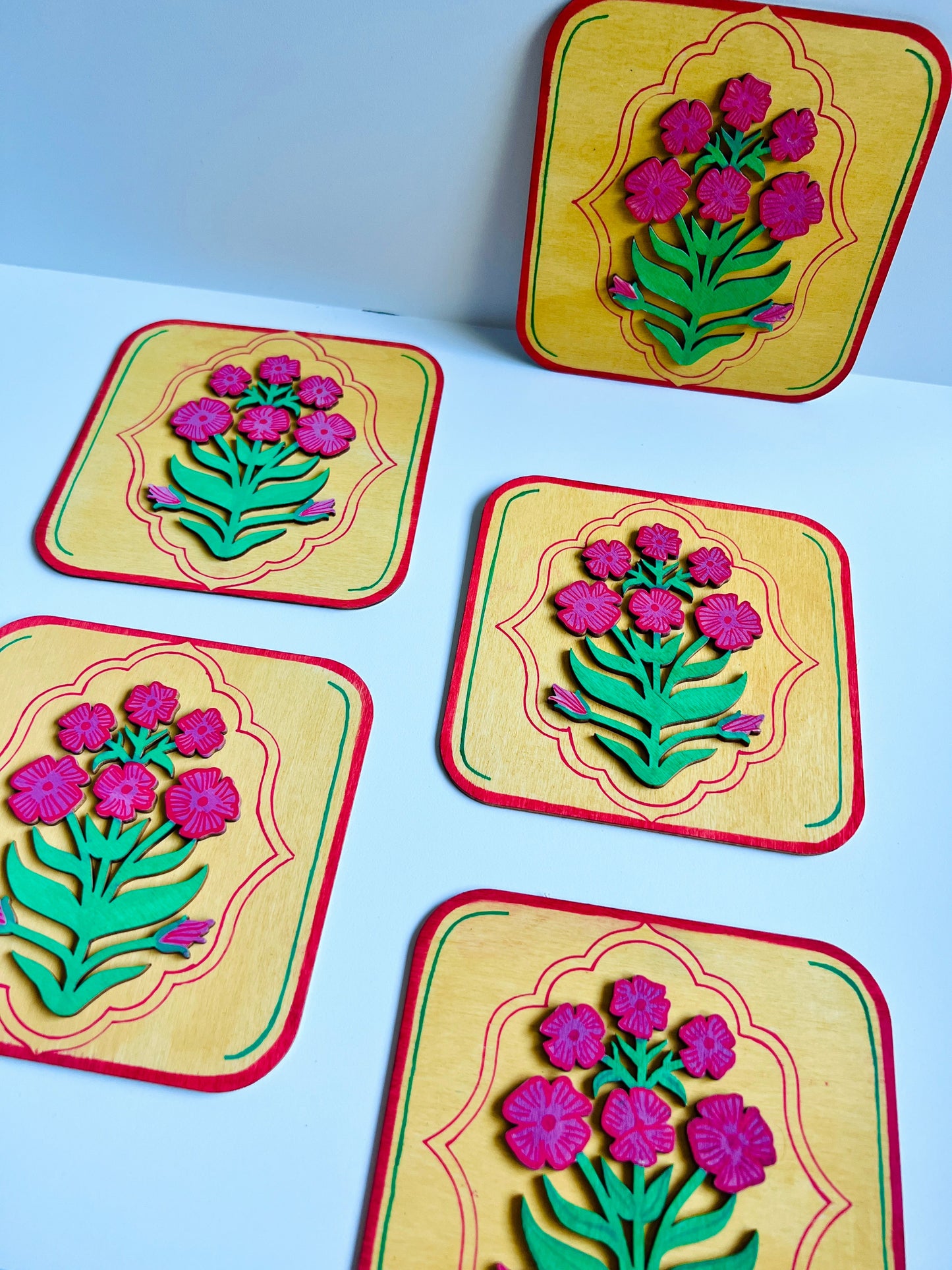 Pink Yellow flower plate