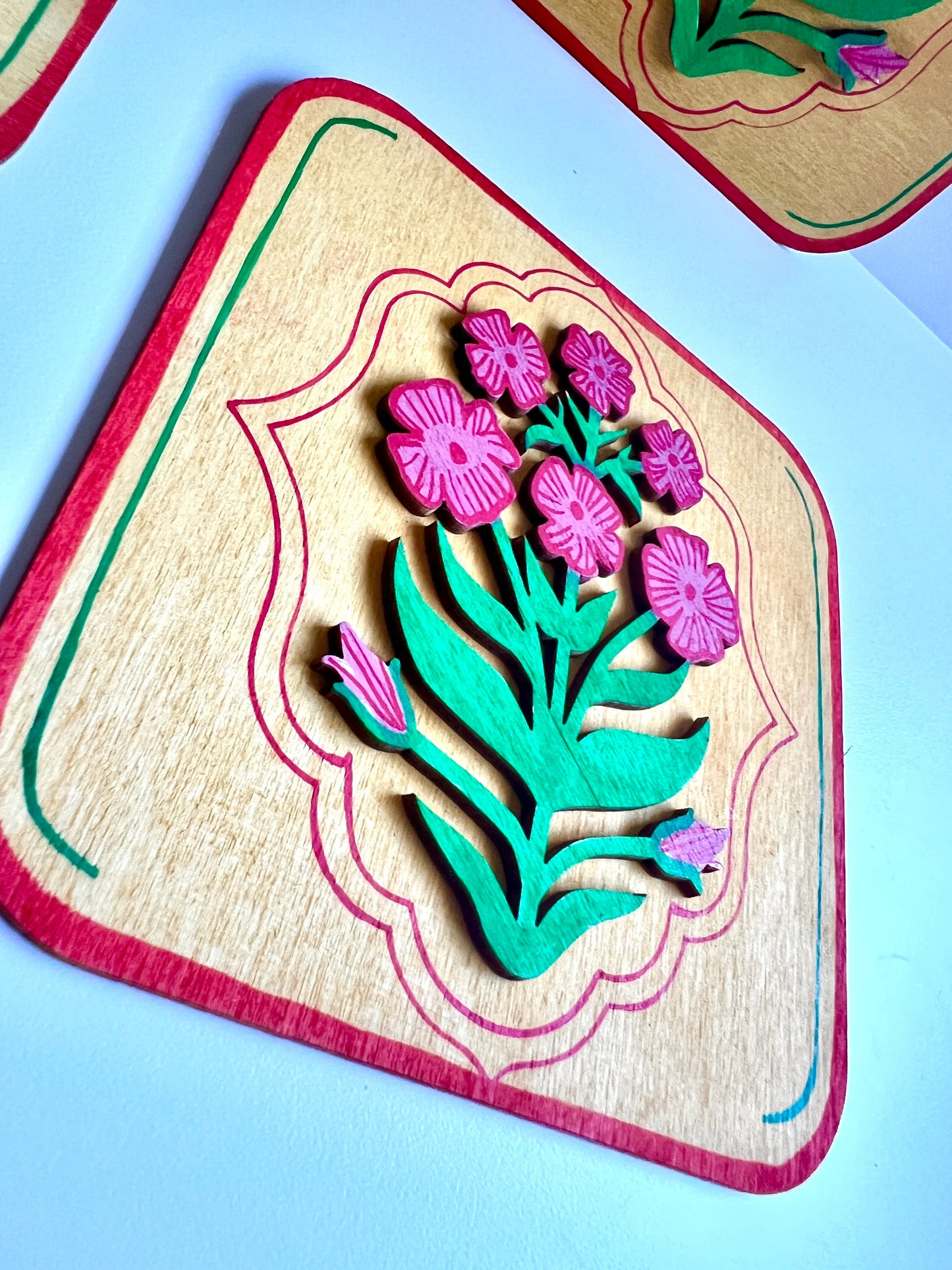 Pink Yellow flower plate