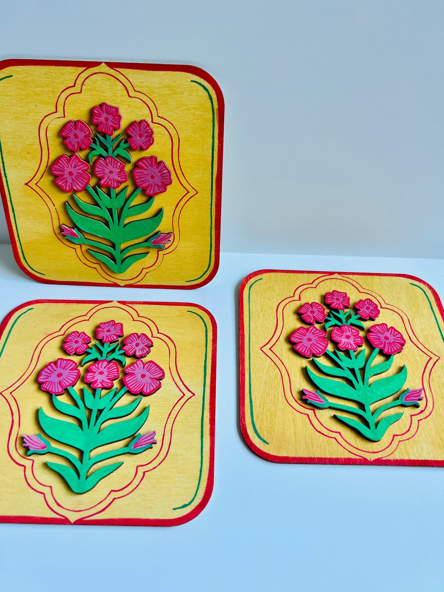 Pink Yellow flower plate