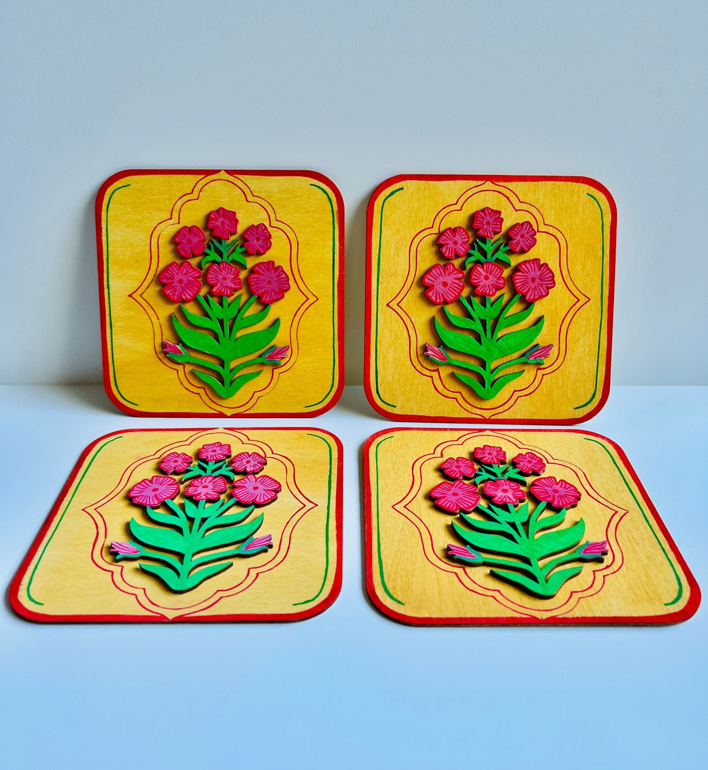 Pink Yellow flower plate