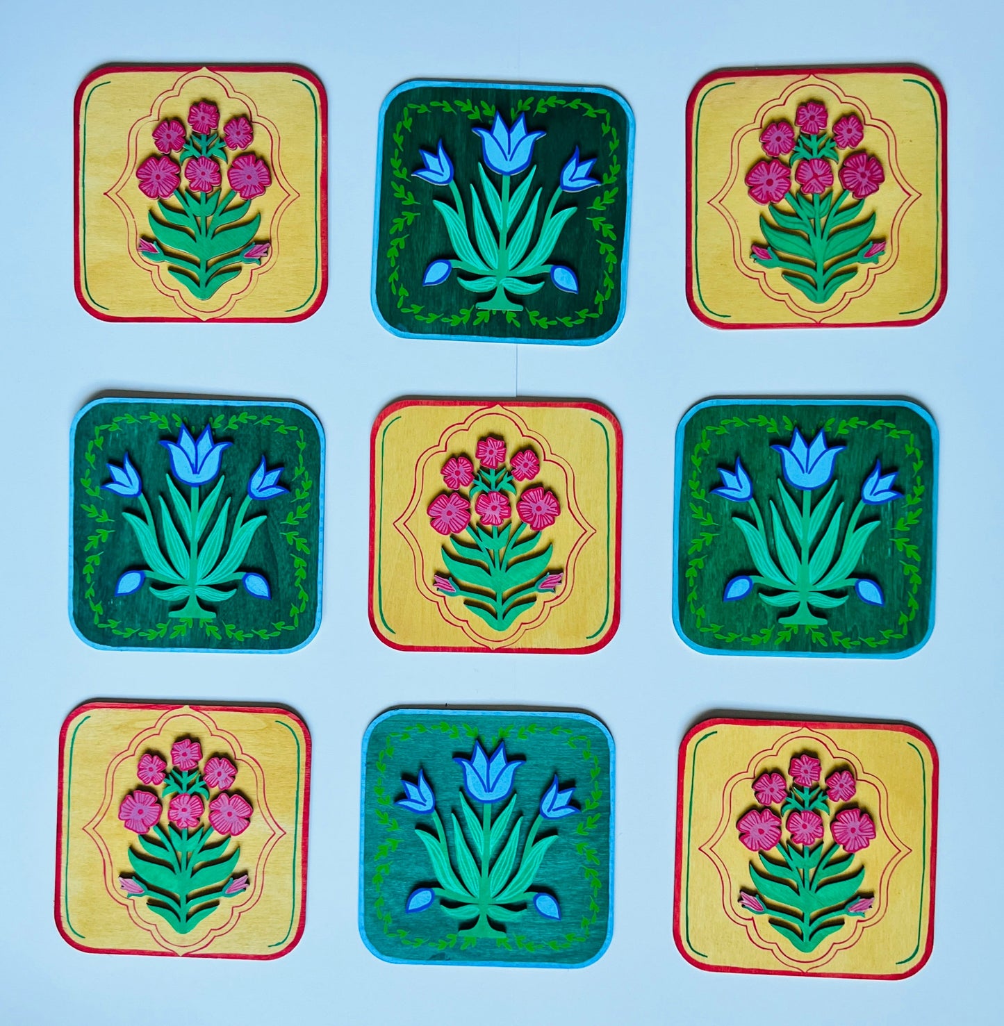 Pink Yellow flower plate