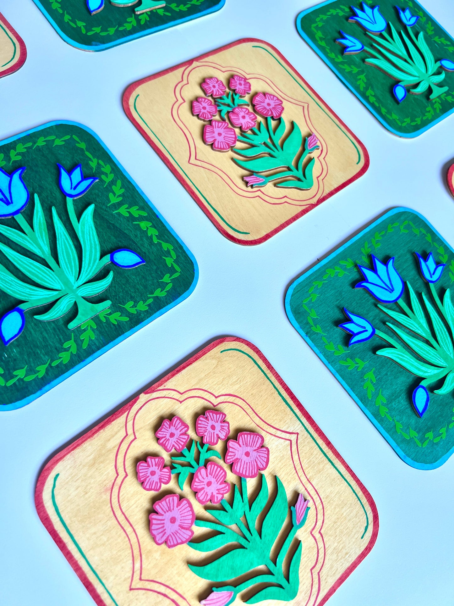 Pink Yellow flower plate