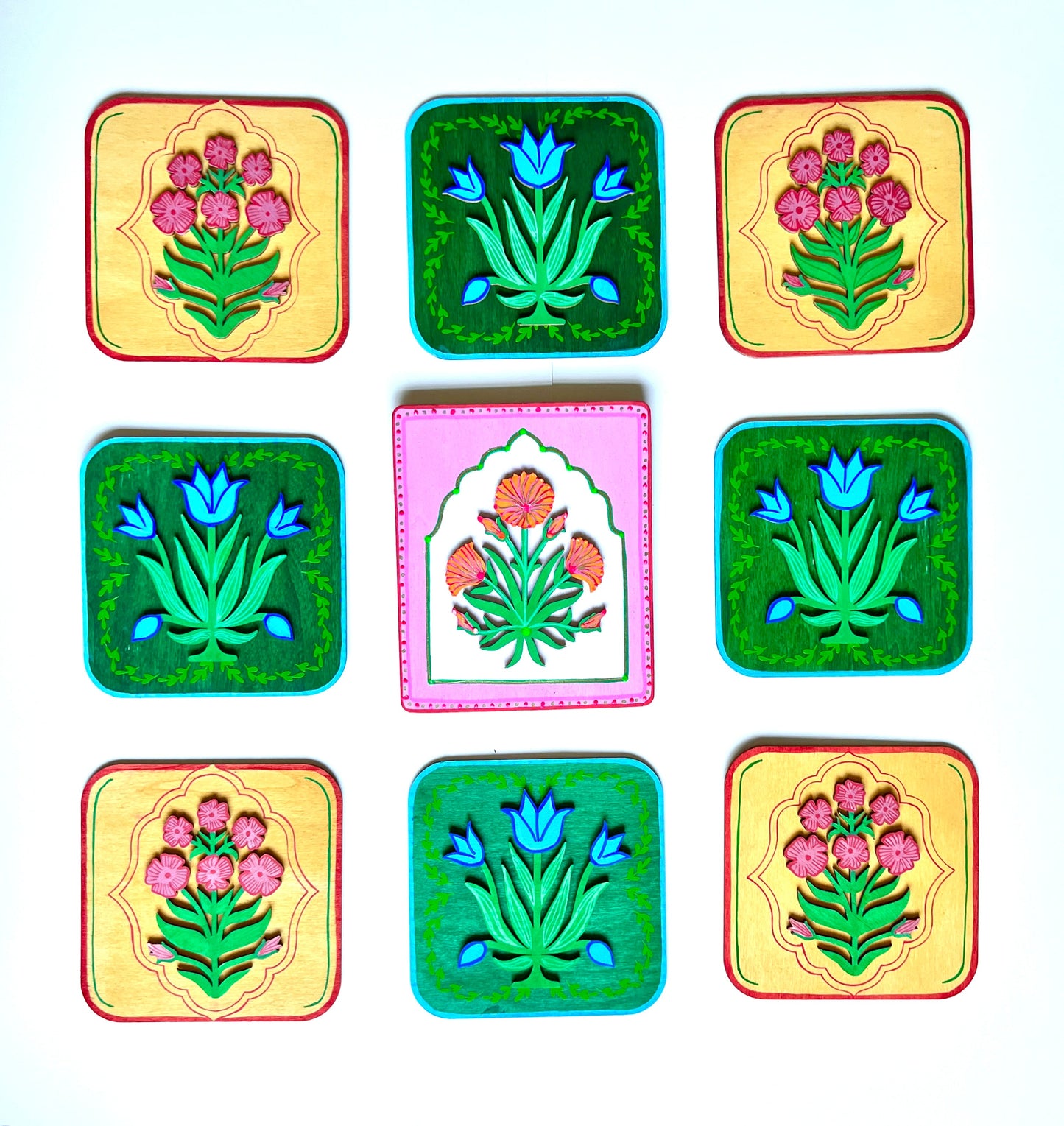 Pink Yellow flower plate
