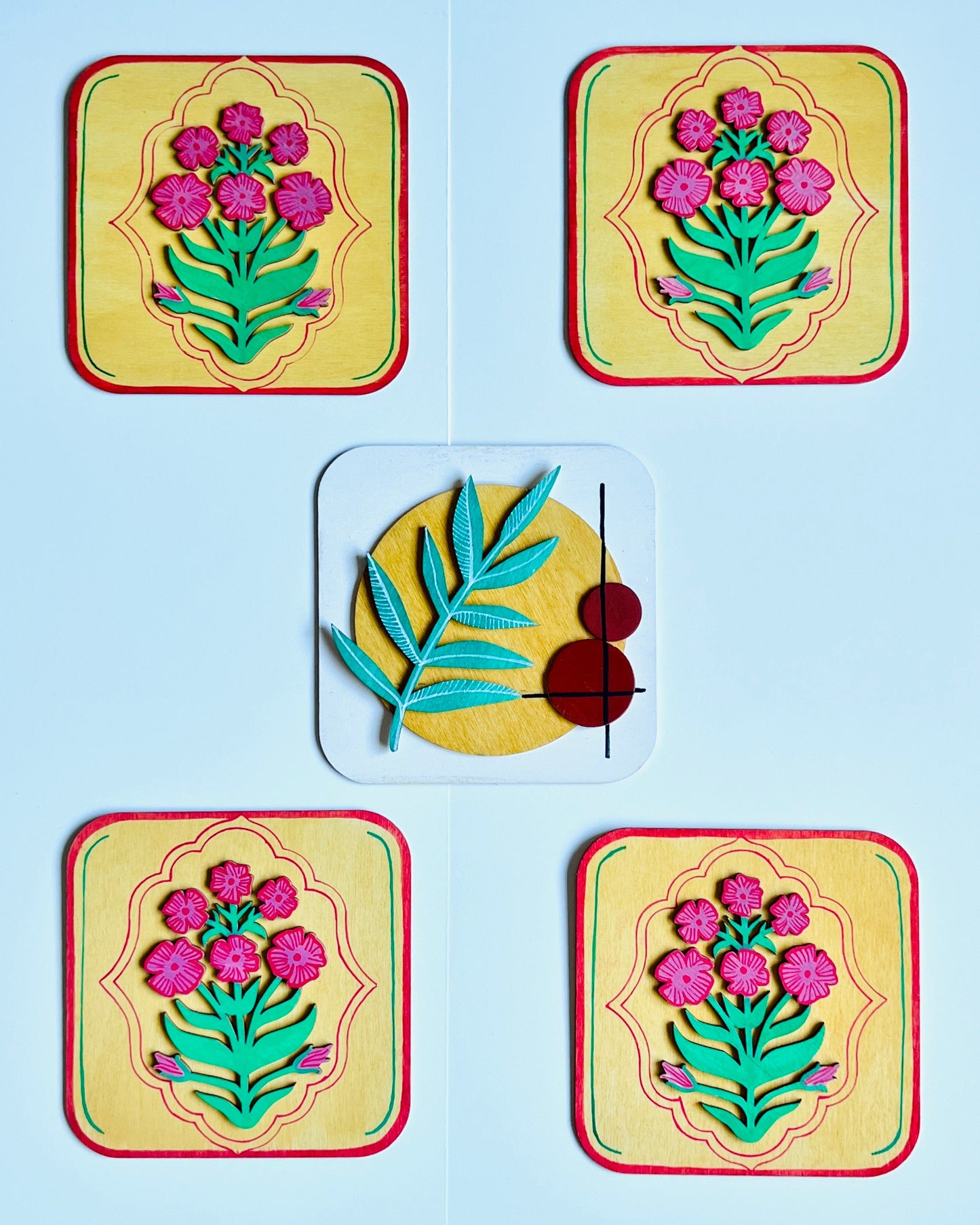 Pink Yellow flower plate