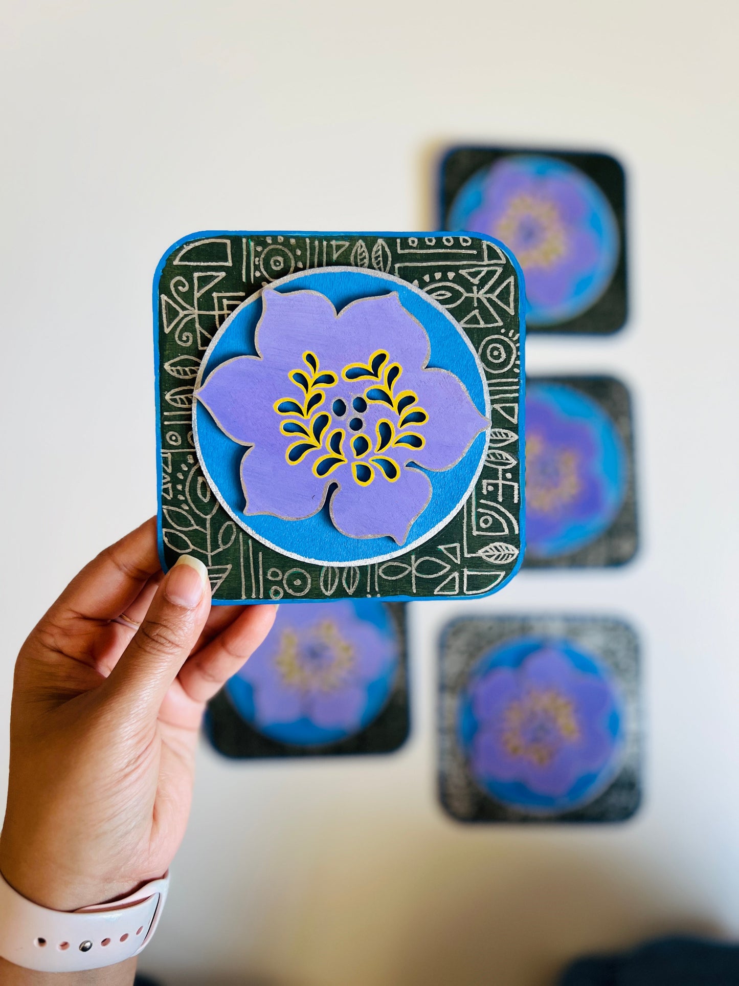 Purple Gray flower plate